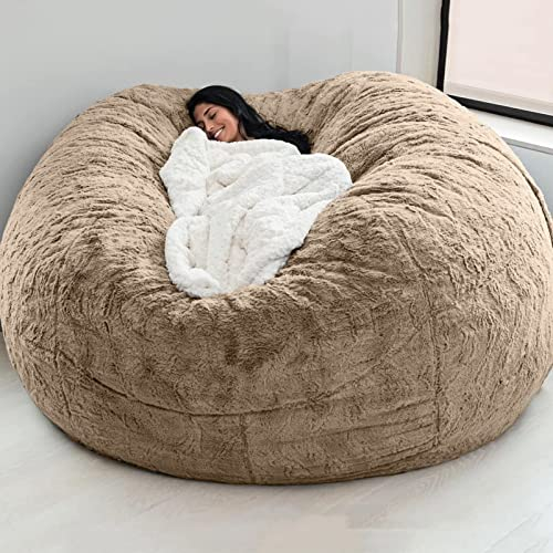 PGDYEJD Bean Bag Chair Cover, Giant Big Sofa mit weichem Mikrofaserbezug Schaumfüllung Möbel Maschinenwaschbare Bezüge für Erwachsene Kinder (ohne Füllstoff),Hellbraun,5ft (13060cm)