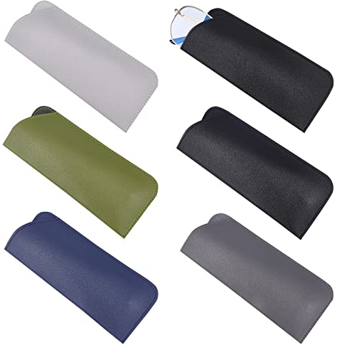nbeads 6 Stück Tragbares Leder Brillenetui, PU Leder Softshell Sonnenbrille Beutel Lesebrillen Tasche Kunstleder Slip In Brillentasche Tagesbrille Etui Brillenbeutel Hülle Schutz Brille Für Reise