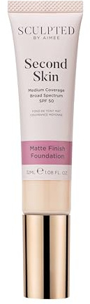 Second Skin Matte Liquid Face Foundation from Sculpted by Aimee - 32ml Buildable, Medium Coverage Foundation with Matte Finish, Hyaluronic Acid, Collagen Boosting Formula, SPF 50, (Fair Beige 2.9)