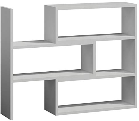 MATKAM Bücherregal Irys II Büroregal für Ordner und Bücher, Standregal Wohnzimmer und Schlafzimmer, Offenes Regal für Büro, Aktenregal, Ausziehbar Eckregal, Aufbewahrungsregal (White)