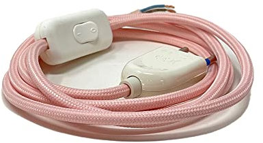 Câblage pour Lampe Abat-Jour avec câble électrique tissu. Couleurs variées (Rose Baby)