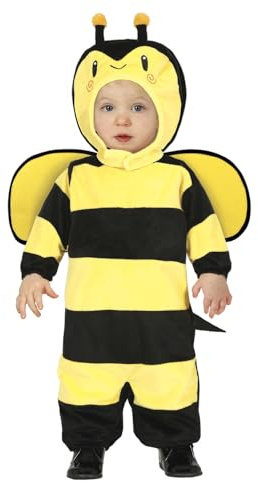 FIESTAS GUIRCA | Kleine Biene Baby Kostüm (12-18 Monate) - Overall, Kapuze und Flügel - Insekten Kostüme für Halloween, Karneval und Kostümpartys - Ideal für Unisex Babys - Gelb und Schwarz