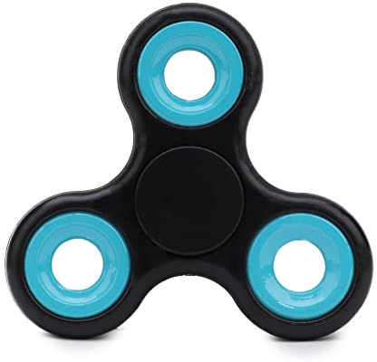 Toyland® Fidget Hand Spinner - Soulagement du Stress et de l'anxiété - Couleurs Assorties (Anneaux Noirs et Bleus)