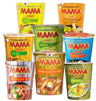 CNMART Mama Instant Noodle Cups - 6 Assorted Flavours, Oriental Style, Pack of 6