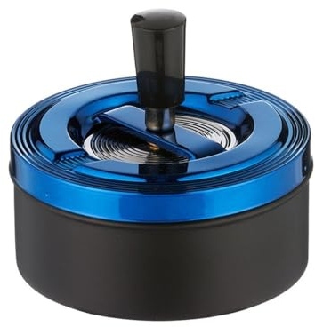 Angelo Schleuderaschenbecher/Drehascher schwarz/blau-metallic, 11 cm