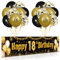 18. Geburtstag Party Deko für Junge Mädchen Schwarzes Gold, Luftballons 18. Geburtstag Schwarz Gold Banner und 18 PCS 18. Happy Birthday Konfetti Ballons für Deko Jubiläum Geburtstagsparty Dekoration