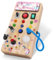 Konijiwa Unicorn Montessori Busy Board ab 1 Jahr Montessori Spielzeug mit 8 LED Lichtschalterspielzeug Activity Board Holzspielzeug Motorikspielzeug Sensorisches Lernspielzeug für Babys