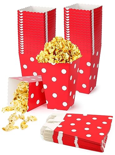 Furuising 40Pcs Boite Pop Corn, Petite Popcorn Boîtes, Pot a Pop Corn,Carton Bonbon Conteneur pour Anniversaire Fêtes Noël Mariages Cinéma Collations Cadeaux Frites Candy (Rouge à Pois)