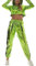 90er Jahre Outfit Damen Mottoparty 80er Jogginganzug Damen Set Glitzer Metallic Langarm Kapuzen Crop Top+Cargohose Jogginghose 2tlg Trainingsanzug Gym Freizeitanzug New Kids Kostüm Grün XXL