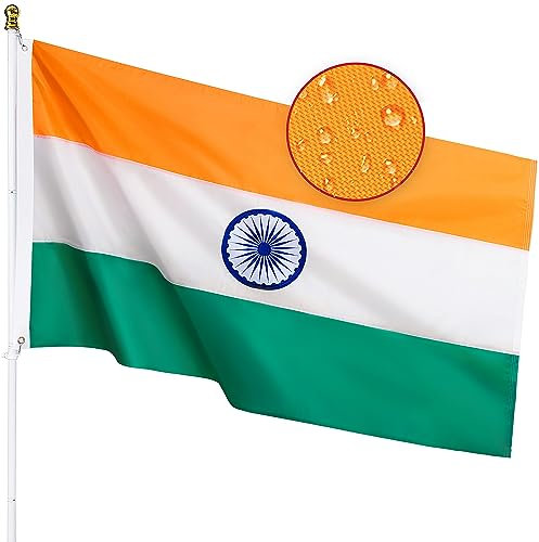 India Flag 3x5 Feet for Outside - Heavy Duty Nylon, Sewn Stripes, Fade Proof, Longest Lasting - Indian National Flag 3 X 5 FT with Brass Grommets Party Festival Indoor and Outdoor Decor