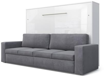 MAXIMAHOUSE Schrankbett horizontale mit Sofa Milo 23, Invento LED 140H Möbelset mit Lattenrost aus Holz, Wandklappbett 140x200 Erwachsene, modern Concept und Design, stabil und praktisch