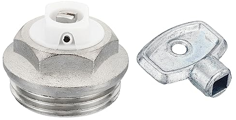 PATIKIL 1 BSP Außengewinde Manuelle Heizkörper Entlüftung Steckdose Ventil Kit mit Schlüssel Vernickelt Messing Steckdose für Heizkörper Heizung Silber Weiß