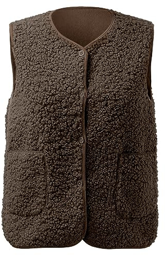KBOPLEMQ Gilet da donna lungo in pelo, in pelliccia sintetica, per l'inverno, caldo, senza maniche, da donna, in pile, comodo, cardigan, alla moda, per attività all'aria aperta, caffè, M