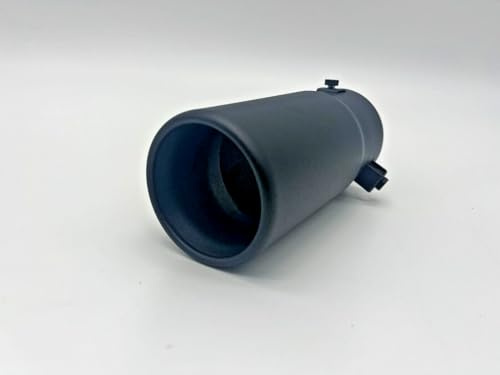 Matt Black Rolled Tip Exhaust 76mm Exit Fits 40mm - 70mm Stainless Steel