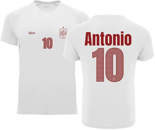 Camiseta de Fútbol Personalizada | España | Hombre | no Oficial | Deporte (L, Blanca)
