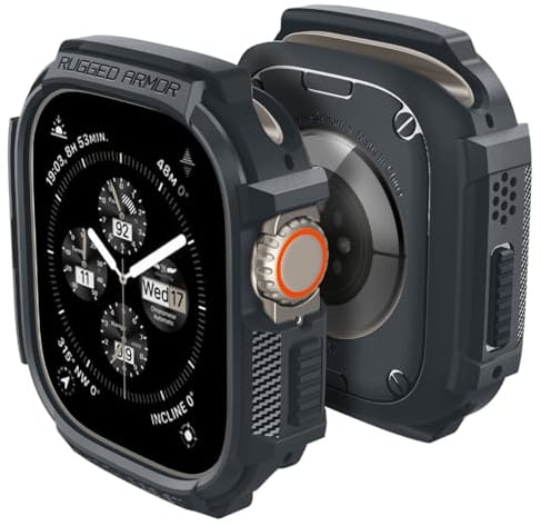 Spigen Cover Rugged Armor Compatibile con Apple Watch Ultra 2 49mm e Apple Watch Ultra 49mm - Grigio Scuro