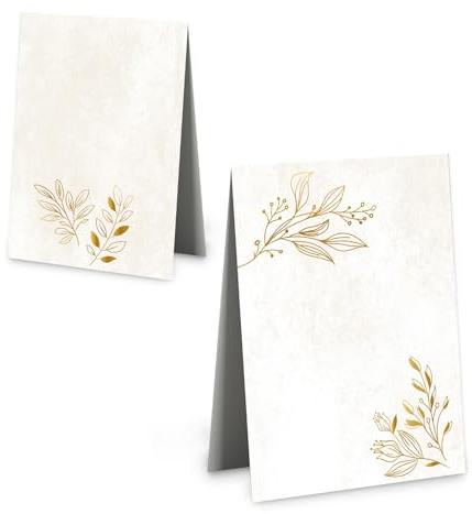 Logbuch-Verlag 25 edle Tischkarten gold beige mit Goldfolie Hochzeit Geburtstag Taufe Namensschilder 8,5 x 5,5 cm