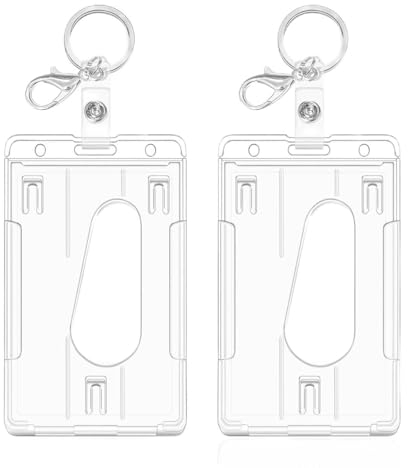 Porte Badge - 2 Pcs Porte Badges Plastique Transparentese, Pour Cartes Proximité, Cartes de Crédit, Nominatives et Cartes d'Identité,Porte Carte Bus (B2 Vertical)