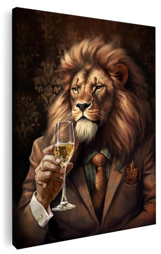 Artmazing | Sir Löwe Bild | Coole Wandbilder Wohnzimmer | XXL Wandbild Leinwand
