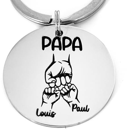 Cadeau Fetes des Peres Papa Porte Clef Papa Cadeau Anniversaire Papa Porte Cle Cadeau Papa Noel Idee Cadeau pour Futur Jeune Papa Cadeau Personnalisé Homme Original Utile (2 enfants)