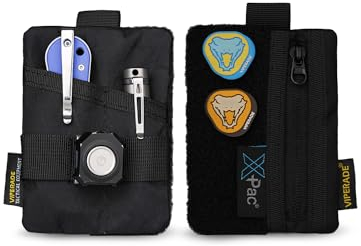 VIPERADE VE15 X-Pac Mini EDC Pouch,Kleiner EDC Organizer Tasche mit 3 Taschen,Mini EDC Werkzeugtasche mit Klettverschlussbereich,Mini EDC Tasche Kleiner Multitool Organizer Rucksack - Schwarz