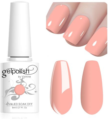 Vishine 8ml Vernis à Ongles Gel Semi Permanent Couleur Saumon clair, Vernis Semi Permanent Soak Off UV LED Gel Polish Nail Art Manucure Salon DIY LM051