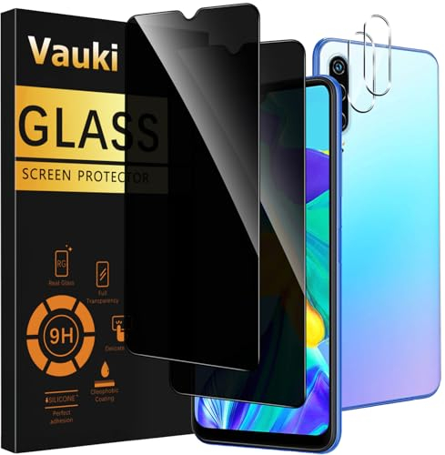 Vauki 2 Stück Sichtschutz Schutzfolie für Huawei P30 mit 2 Kamera Schutzglas,9H Härte Privacy Displayschutzfolie,Privatsphäre Anti-Spy Bläschenfrei Kratzfest Blickschutzfolie