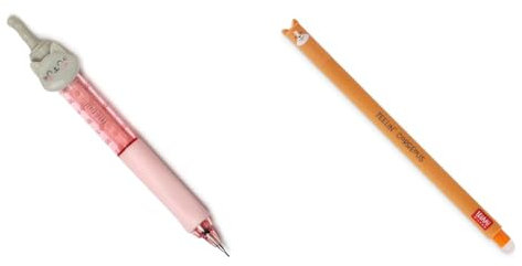 LEGAMI - Porte-mine, Meow, Ø 1,2 cm, 1 Mina 0,7 mm HB Inclus, poignée ergonomique & Stylo gel effaçable, avec bille sur l'extrémité pour effacer l'encre sans abimer la feuille