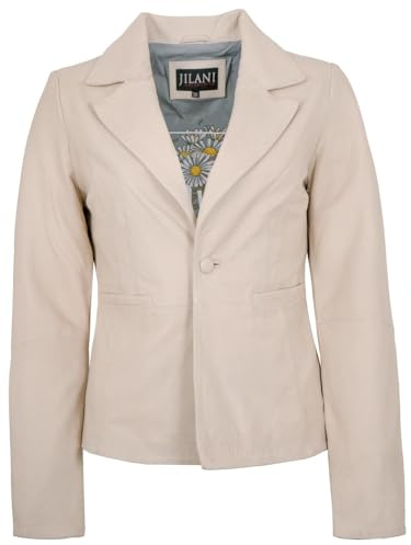 Jilani - Damen Echtleder Lederjacke Blazer Lammnappa beige Größe 44