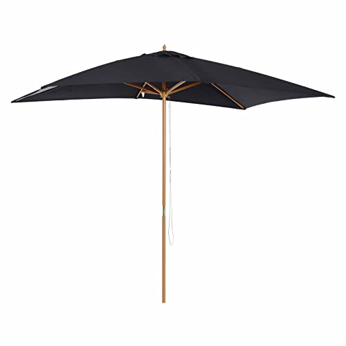 TEmkin Parasol de jardin en bois, pare-soleil, auvent noir, parasol de terrasse