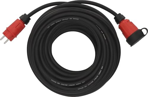 Brennenstuhl Professional Verlängerungskabel VN 2200 IP44, 25m | Kabel H07RN-F 3G2,5 in schwarz, Baustelleneinsatz und ständiger Einsatz im Freien IP44, Made in Germany