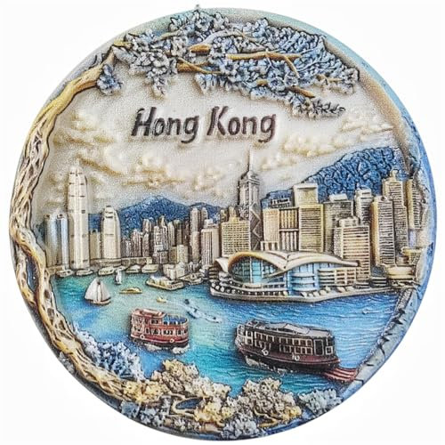 Hong Kong China 3D Fridge Magnet Souvenir Gift,Resin Handmade Hong Kong Refrigerator Magnet Home & Kitchen Decoration Collection