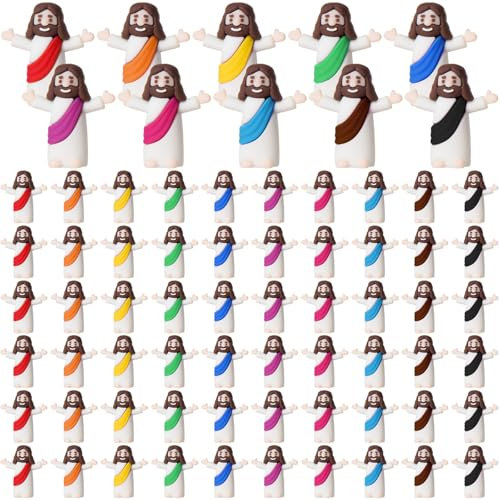 ARCHCRTC Kleine Jesus-Figuren, Mini-Jesus-Figuren, religiöse Christus-Rettlerpuppe zum Verstecken, Sonntag, Ostereier, Taufgeschenk (100, mehrfarbig)