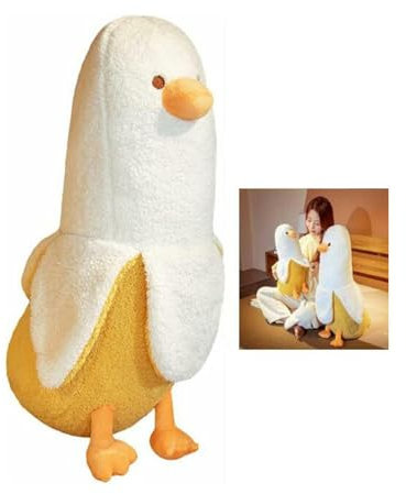 Afenau 50cm Cartoon Banana Duck Plush Toy, Soft Teddy Stuffed Animal, Funny Stress Toy for Adults, Long Plush Pillow, Cute Hugging Pillow Kids Gift