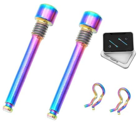 Bamyli 2 Pcs M4 Titanium Bolts for Bike Disc Brake Pads Threaded Pin Inserts Screw Disc Brake Pad Pin Axle with Circlips for Threaded Hydraulic Disk Caliper (Multicolored)