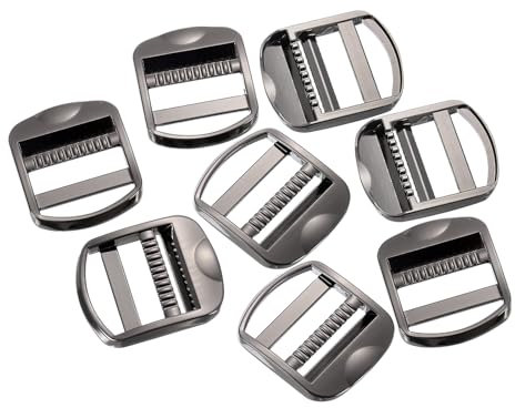 sourcing map Metal Ladder Lock Slider, 8Pcs 1 1/2 - Zinc Alloy Buckle Adjuster Webbing Strap Release Buckles for Backpack Strap Accessories Replacement (Gunmetal)