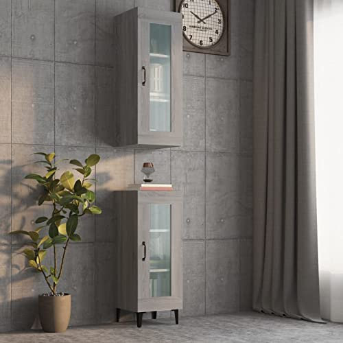 Xichuzi Hängeschrank, Wandschrank Wohnzimmer, Aufsatzschrank, Grau Sonoma 34,5x34x90 cm - 817448