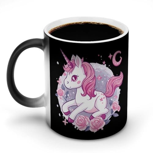 Oudrspo Style Cute Unicorns Heat Changing Mug Ceramic Mug Personalized Color Changing Mug Coffee Mug Tea Mug Printing Porcelain Mugs