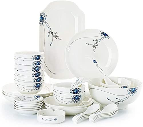 LYLXSF Ensembles de Vaisselle, Ensemble d'assiettes et de Bols en Porcelaine de 36 pièces, Service de Vaisselle en céramique pour 6/8/10