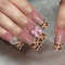24PCS Long Square French Press On Nails for Women, Leopard Print Fake Nails with Pink Bow Design, Full Cover Gel Glue Nails in Multiple Sizes, Long-Lasting Wear