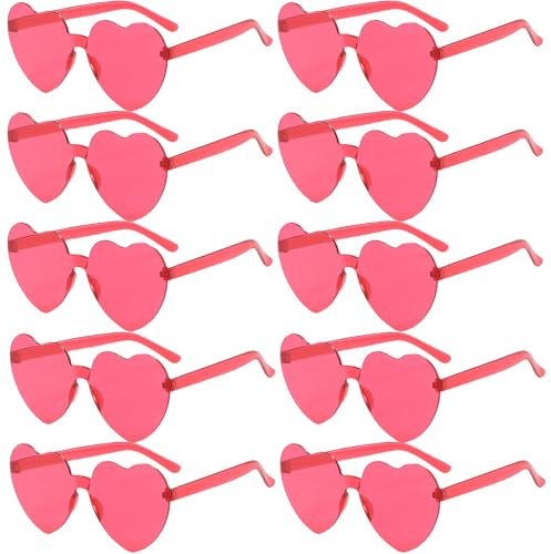 Vimmvid 10 Stück Herz Sonnenbrille Sonnenbrille Rosa, Brille Rosa Brille Brille Herz Brille Rosarote Brille Brille Pink Herzen Brille, Brillen,für Themed Party