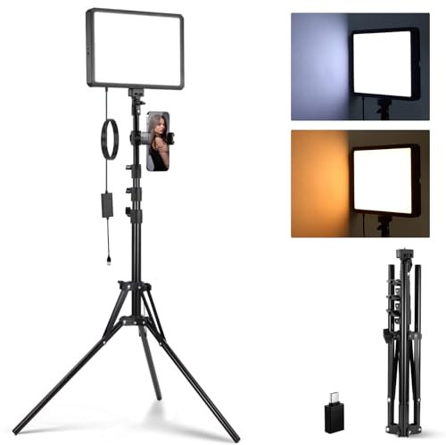 NEEWER Basics Panneau LED Photo Basique,Kit d'éclairage Studio avec Trépied de 150cm/Support Téléphone pour Enregistrement Vidéo,Photographie,850 LX/0,5m,Bicolore,Intensité Variable 2700-6500K,BP300