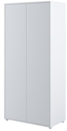 MEBLINI Kleiderschrank 2 Türig für Schrankbett Bed Concept - Drehtürenschrank mit Einlegeböden und Kleiderstange - BC-20 - Weiß Matt