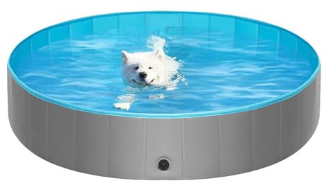EUGAD Piscina per Cani, Piscina Cani Gatti Grandi Piccoli, 140x30cm Vasca da Bagno Pieghevole Portabile, PVC Piscina per Animali Domestici Piscina Rigida, Pool Esterno Drenaggio Laterale Veloce