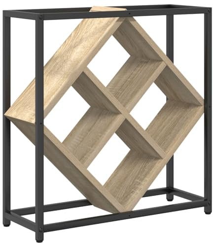 vidaXL Sonoma Oak Wine Rack - 6 Bottle Holder, Sturdy Particle Board/Metal Shelf for Kitchen/Dining Room
