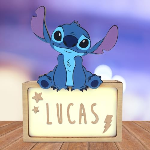 WONDEE Offizielle Disney Stitch Lampe Personalisierte - Nachtlicht Kinder und Baby und Dekoration Stich, Personalisierte Geschenke Baby und Kinder Madchen, Disney Lilo Stitch Sachen/Geschenke Sticht