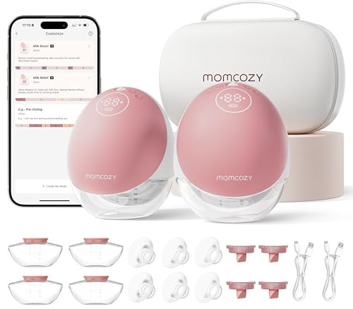 Momcozy M9 Tiralatte Elettrico Indossabile Mani Libere 24mm 2 Pezzi Rosso