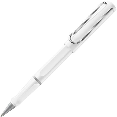 Lamy safari roll-ink white Tintenpatronenroller in Strichbreite M | Lamy Tintenpatronenroller mit ergonomischem Griff - Gehäuse aus robustem ASA-Kunststoff – inkl. Tintenpatrone T10 blau
