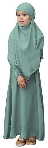 Gebetskleidung Für Kinder, Mädchen Muslim Kleider, Lange Ärmel Abaya Mit Hijab, Islam Kleidung Frauen, Damen Muslimische Kleid Set, Gebetskleid Jilbab Khimar Ramadan Für 4-12 Jahre