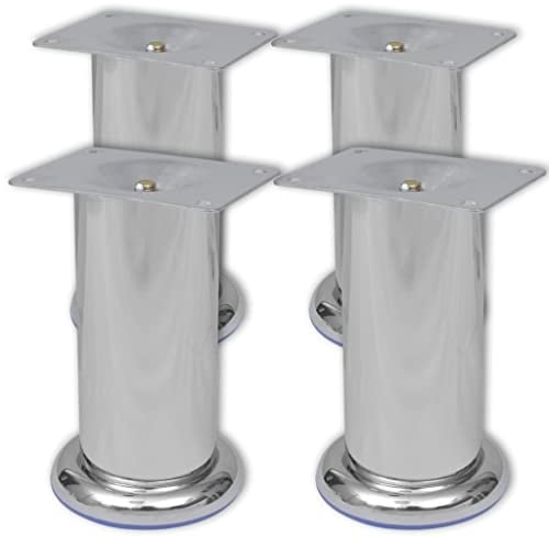 Ordellia 4 x möbelfot sofffot sockelfot krom rund 120 mm av järn, 50 x 120 mm rörmått, fotdiameter 70 mm, ersättningsfot för soffa, fåtölj, soffa, stabil och enkel montering